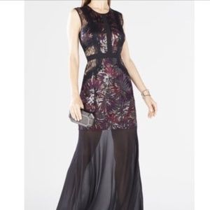 BCBG floral sequined gown